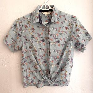 Yumi Pattern Crop Top w Tie Waist